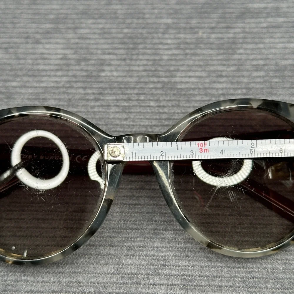 Tory Burch TY7079A Round Sunglasses Grey Marble Tortoise Red 139411 54mm